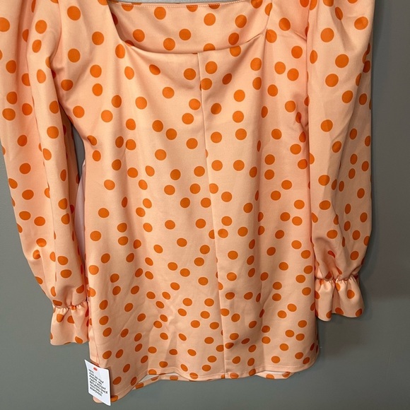 NWT ASOS Curve Square Neck Long Sleeve Wrap Mini Dress Orange Polka Dot - Picture 8 of 12